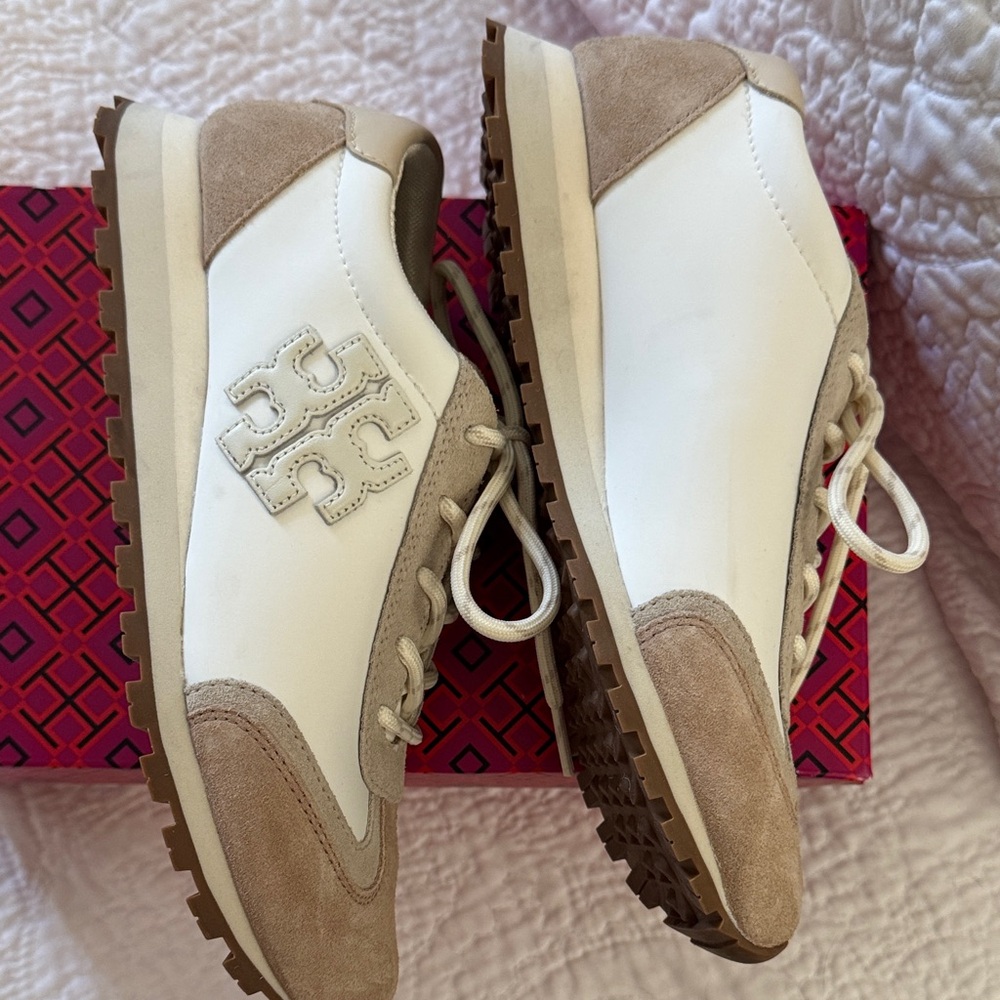 Tory Burch Cream and Tan Sneakers - Picture 6 of 6